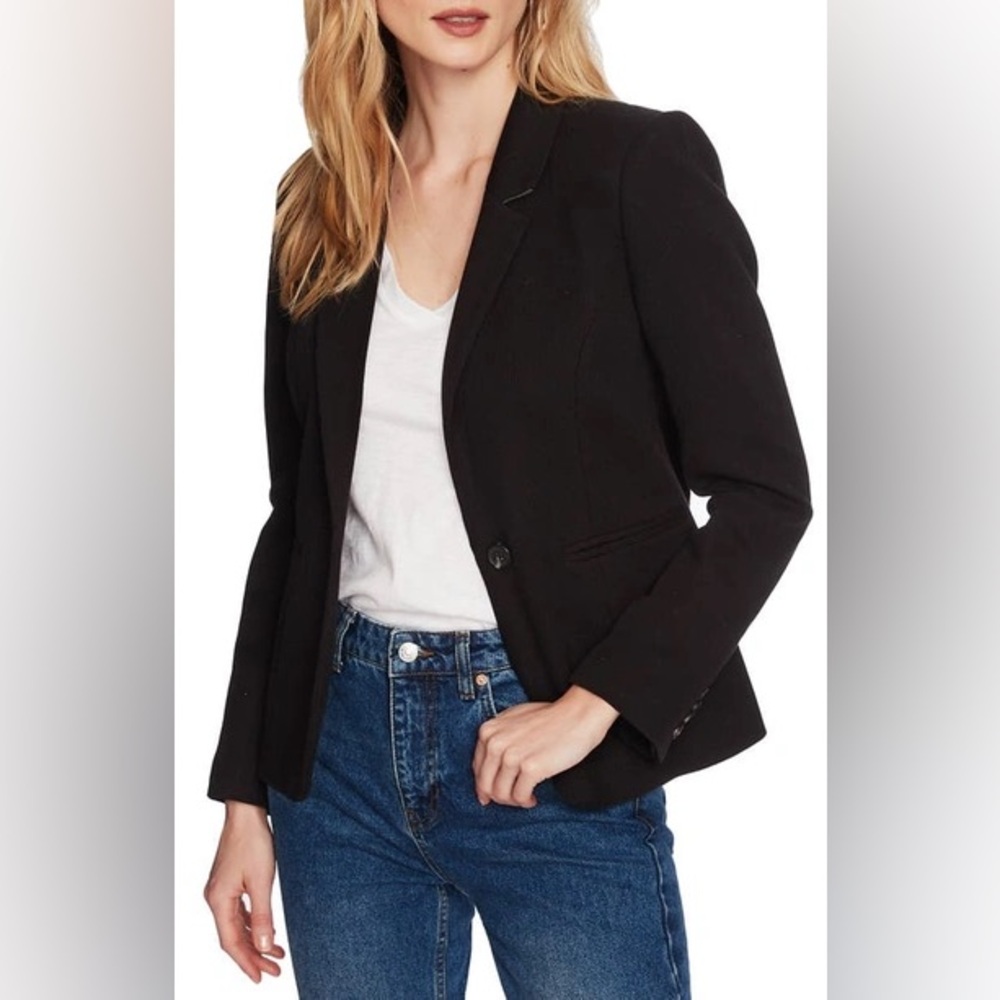 Court & Rowe Stretch Waffle Knit Blazer In Rich Black nwt